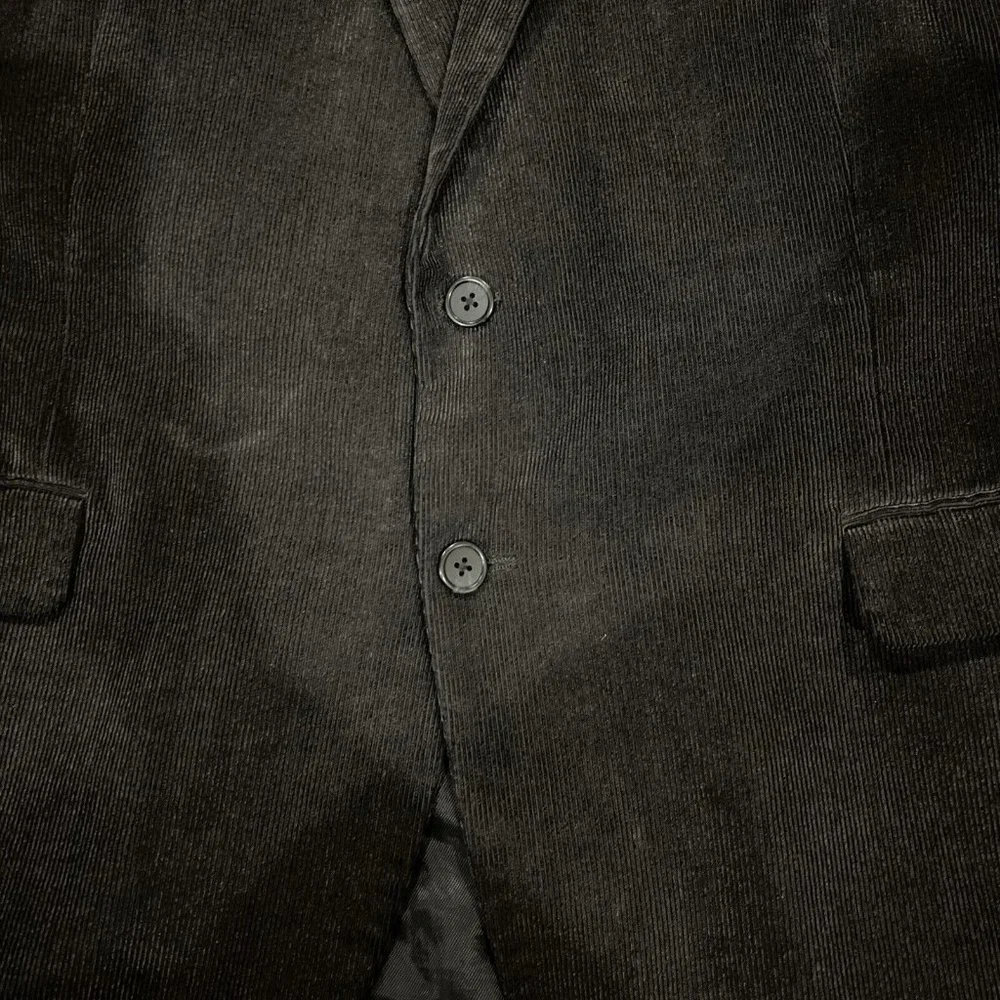 Pronto Uomo Mens Black Corduroy Blazer Sport Coat Two Button Casual Jacket 46S - Picture 3 of 16